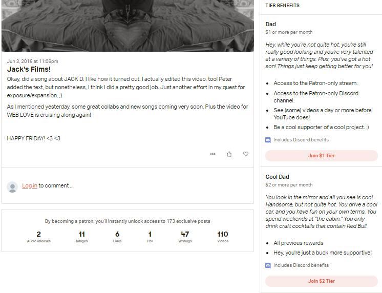 Jack's Films Patreon YouTube monetization