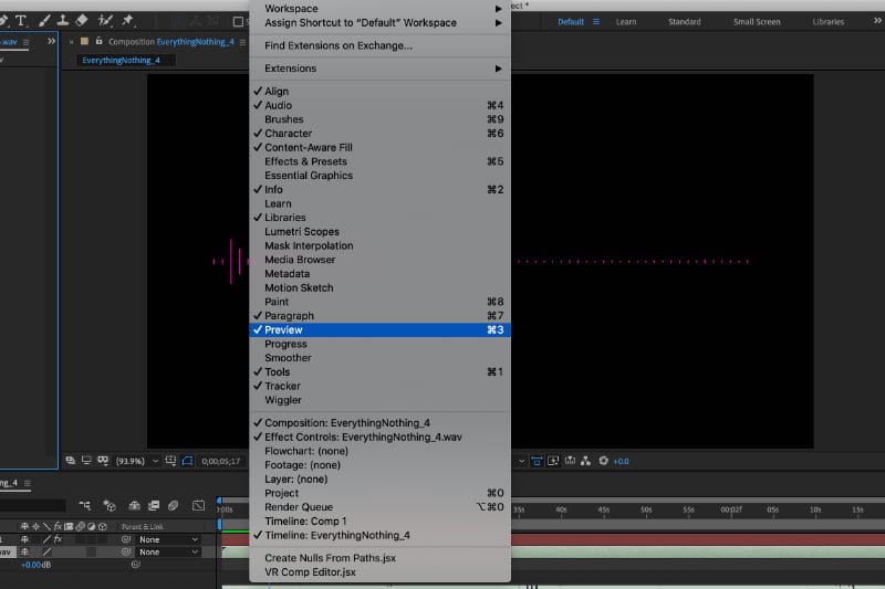 preview in after effects
