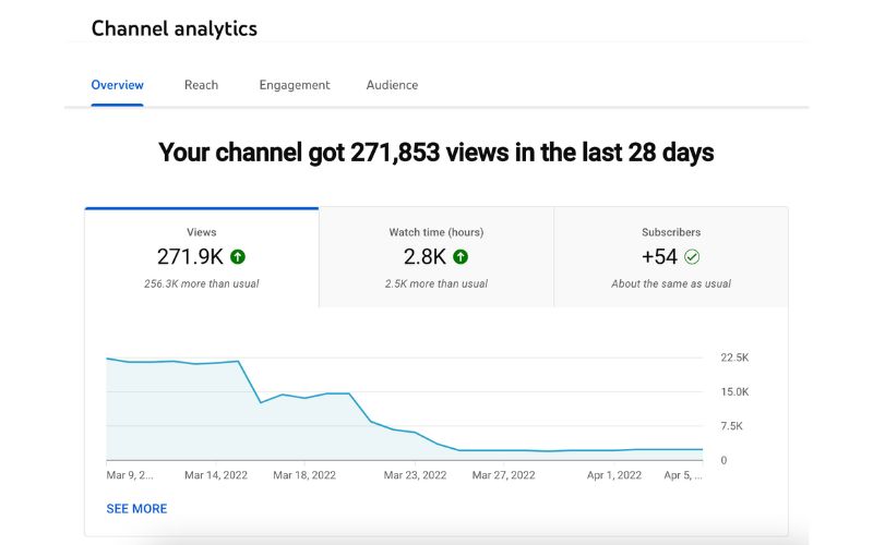 YouTube channel analytics