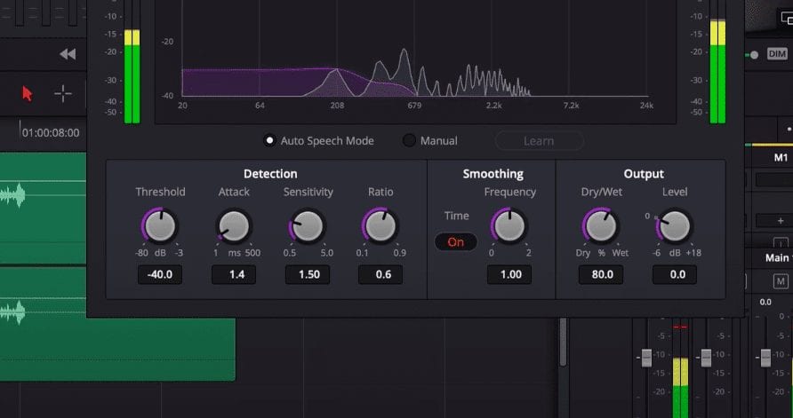 auto speech mode DaVinci Resolve