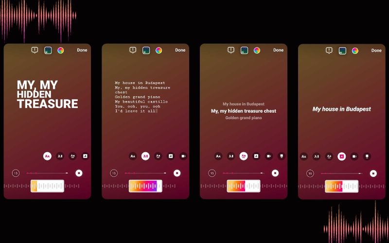 Music lyrics on Instagram stories