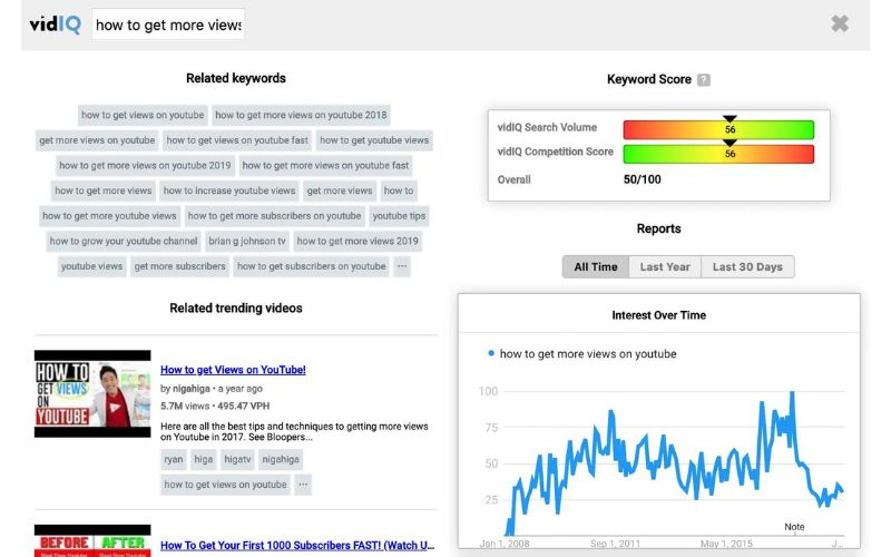 VidIQ keyword research tool