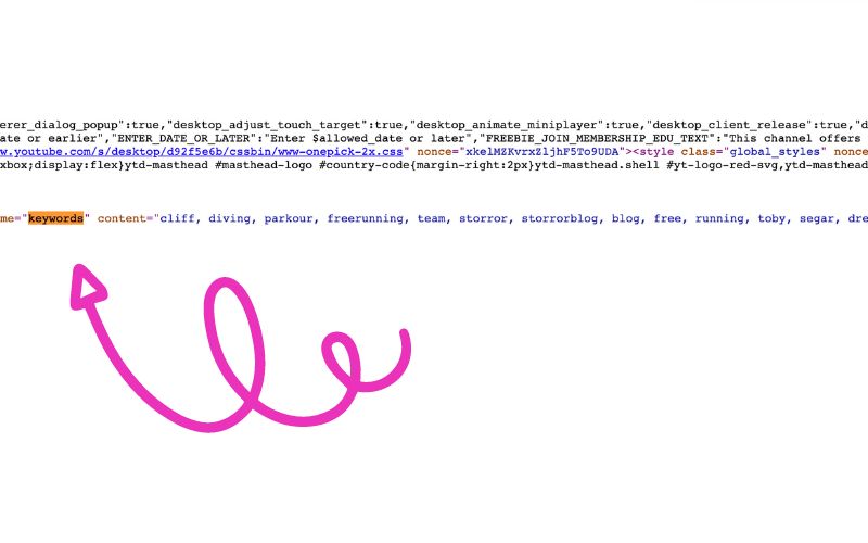 find other creators' Keywords on YouTube HTML