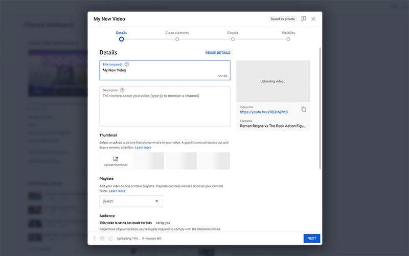 Upload videos via YouTube Studio